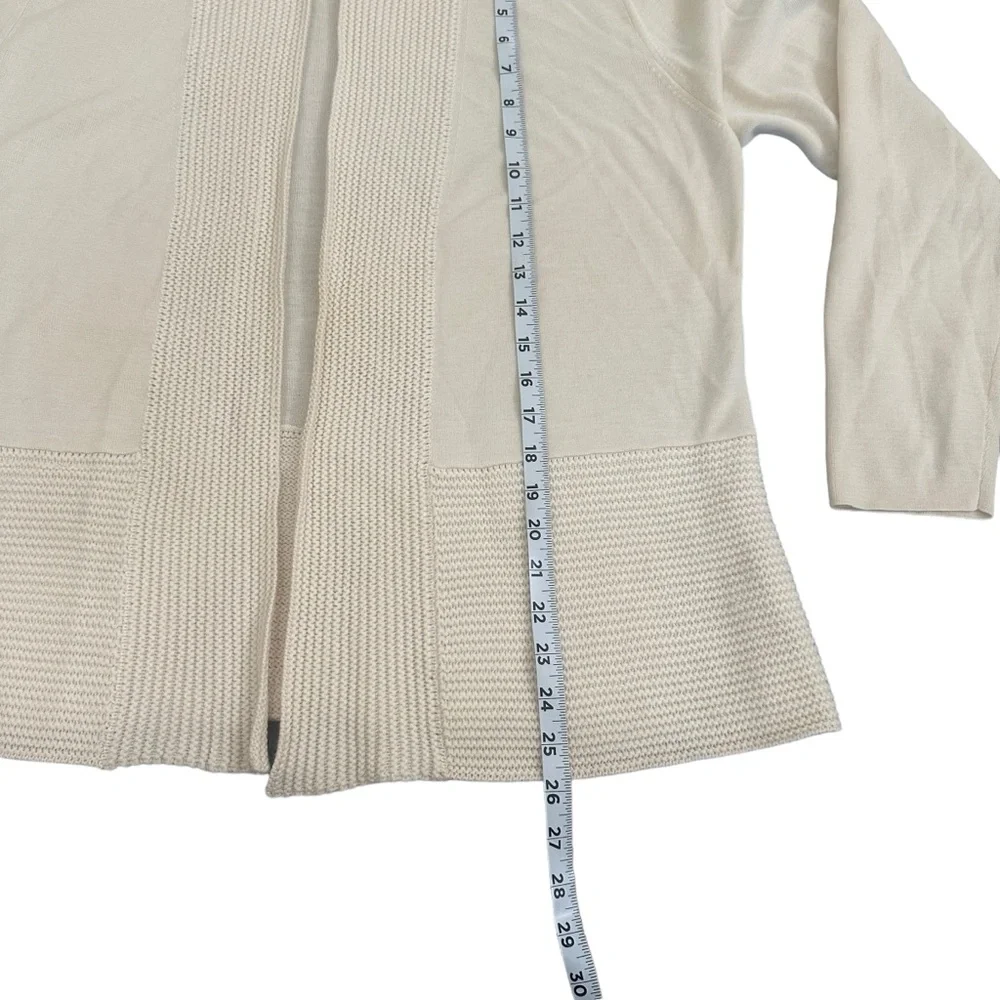 Eileen Fisher Long Cardigan Open-Front Long Sleeves Merino Wool Ivory Size XL - Picture 7 of 9